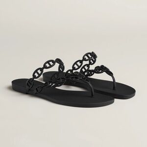 Hermes Black Chain Sandals